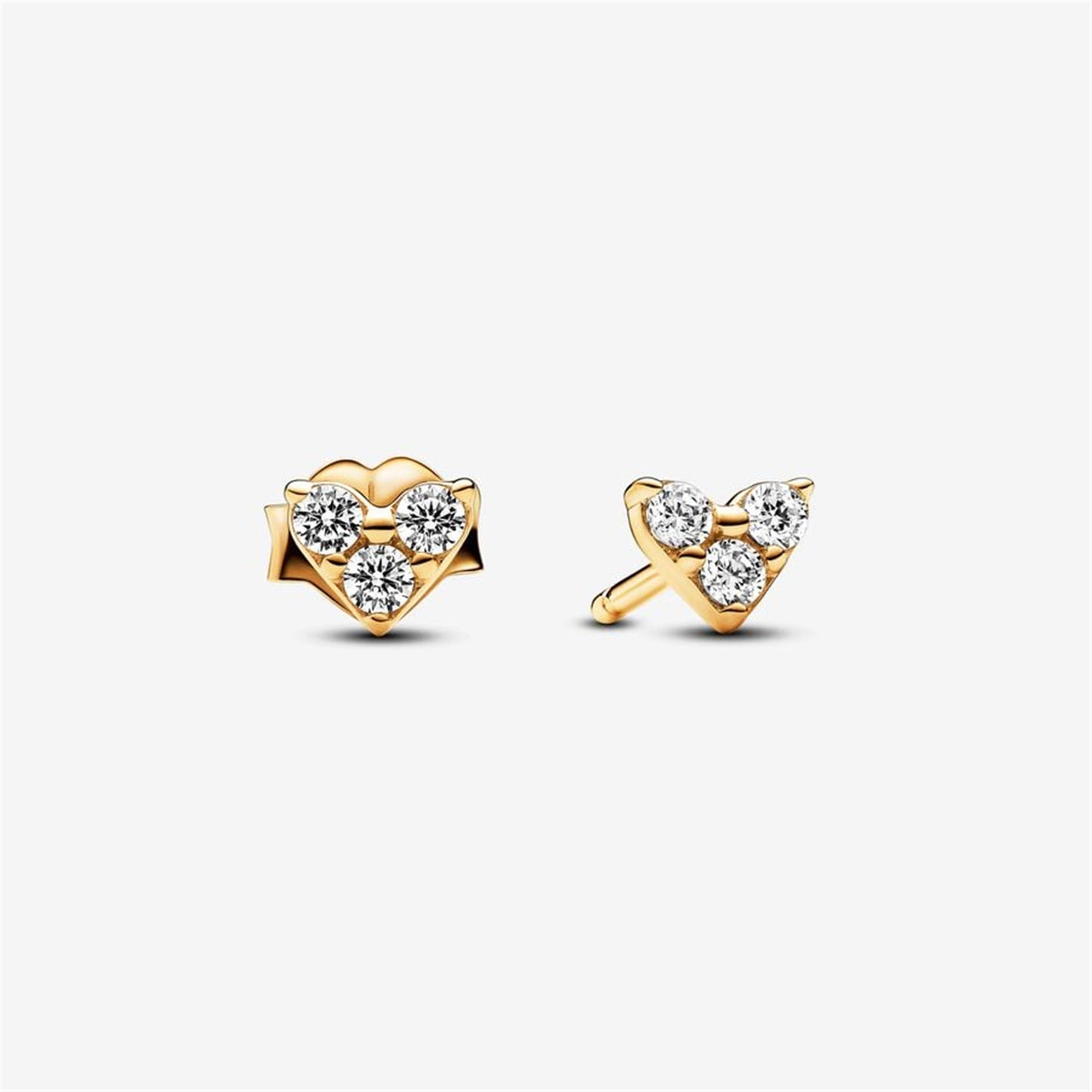 925 Sterling Silver Triple Stone Heart Stud Earrings