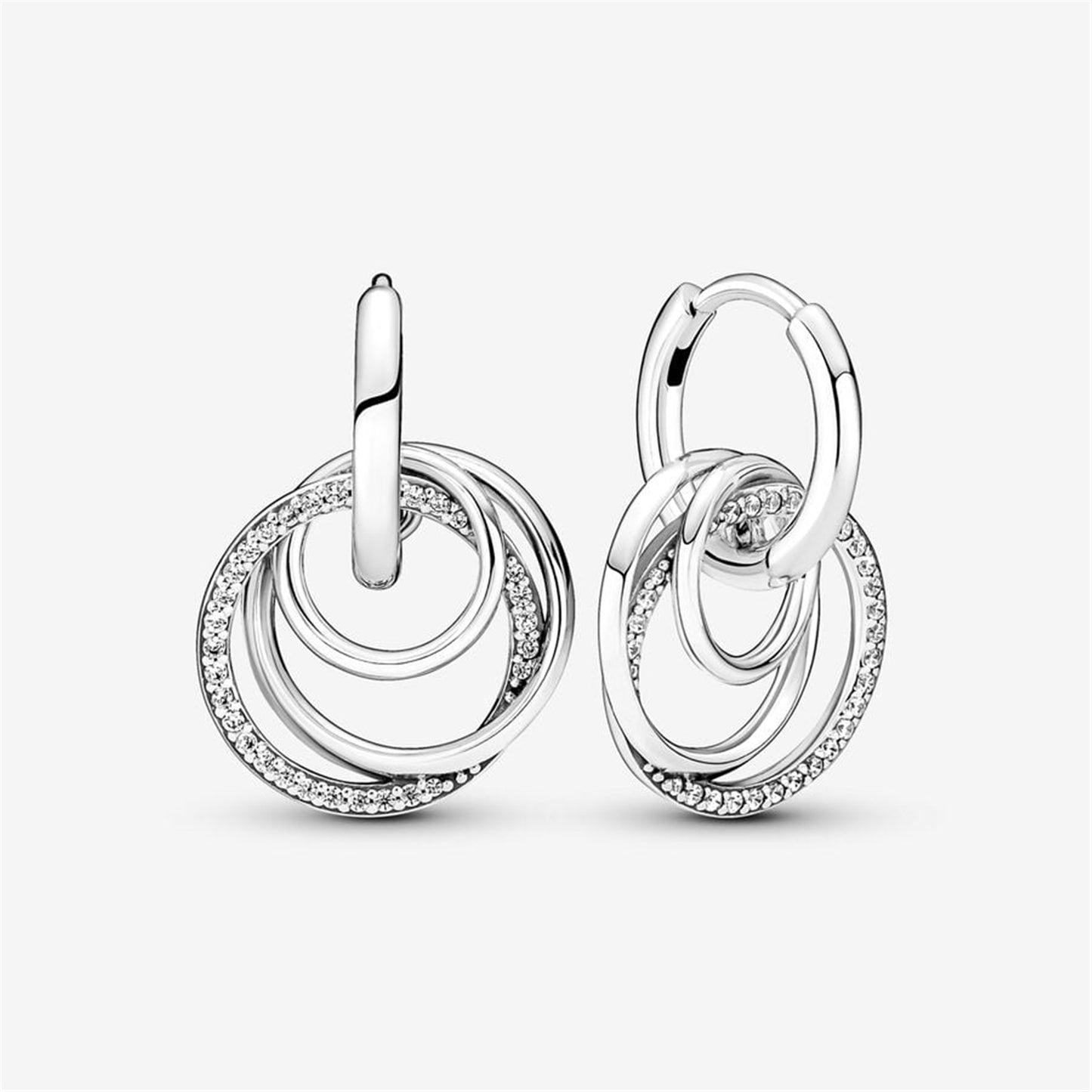 925 Sterling Silver Family Always Encircled Hoop Earrings