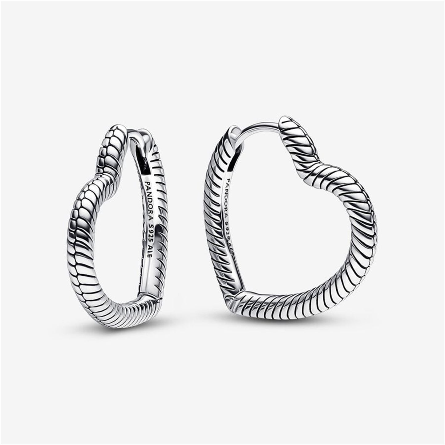 925 Sterling Silver Moments Heart Charm Hoop Earrings