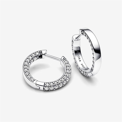 925 Sterling Silver Timeless Pavé Single-row Hoop Earrings