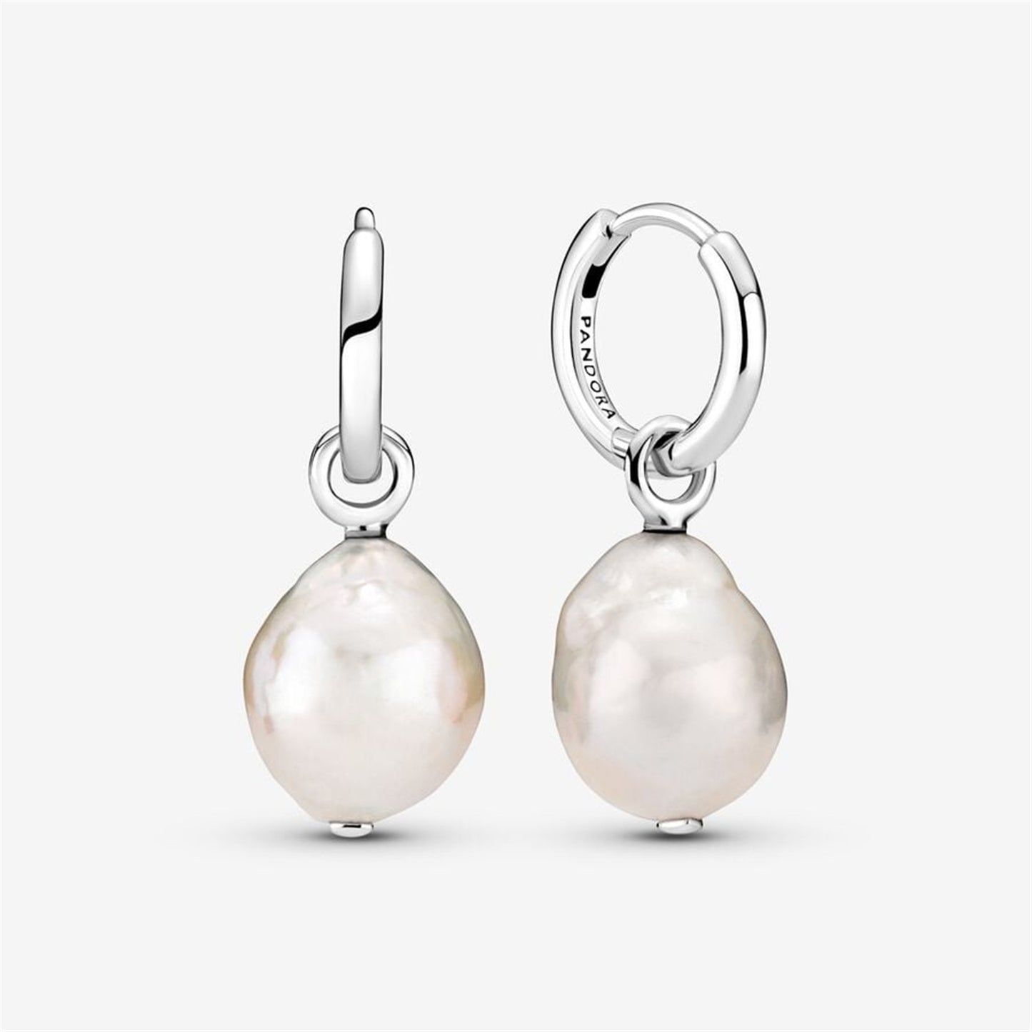 925 Sterling Silver Treated Freshwater Cultured Baroque Pearl Hoop Earrings