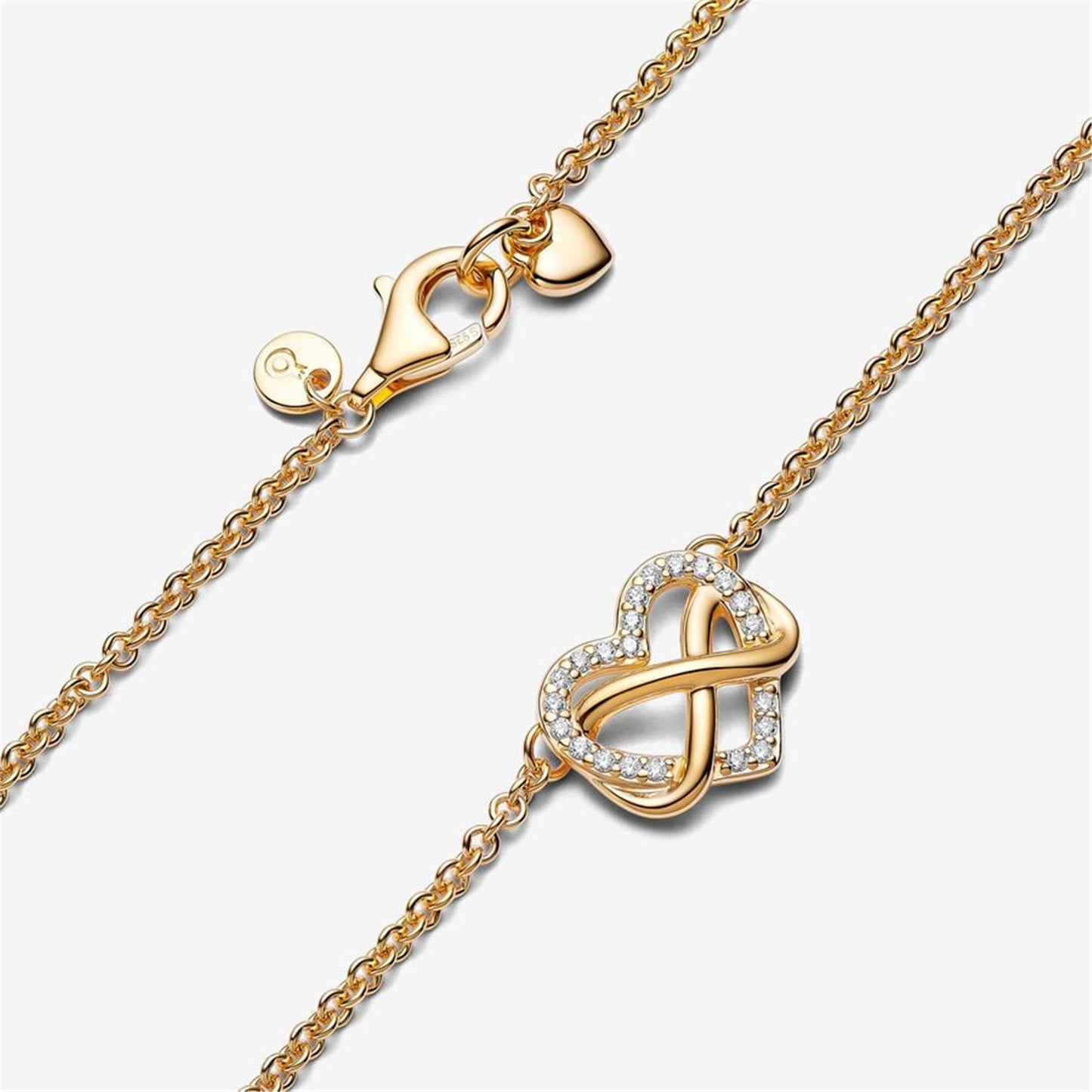 925 Sterling Silver Sparkling Infinity Heart Collier Necklace