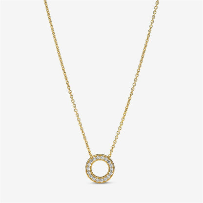 925 Sterling Silver Logo Pavé Circle Collier Necklace