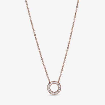 925 Sterling Silver Logo Pavé Circle Collier Necklace