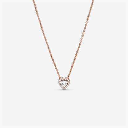 925 Sterling Silver Sparkling Heart Collier Necklace