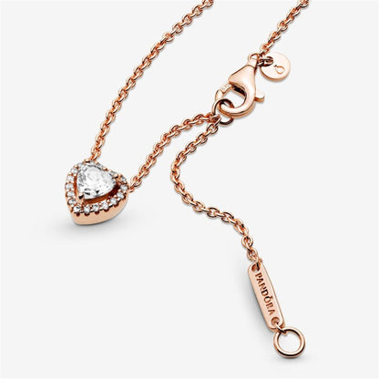 925 Sterling Silver Sparkling Heart Collier Necklace