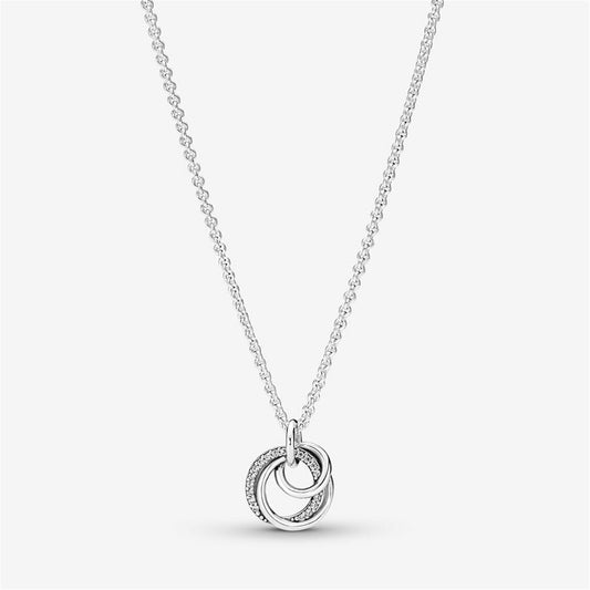 925 Sterling Silver Family Always Encircled Pendant Necklace