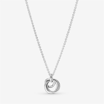 925 Sterling Silver Family Always Encircled Pendant Necklace