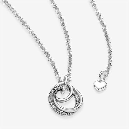 925 Sterling Silver Family Always Encircled Pendant Necklace