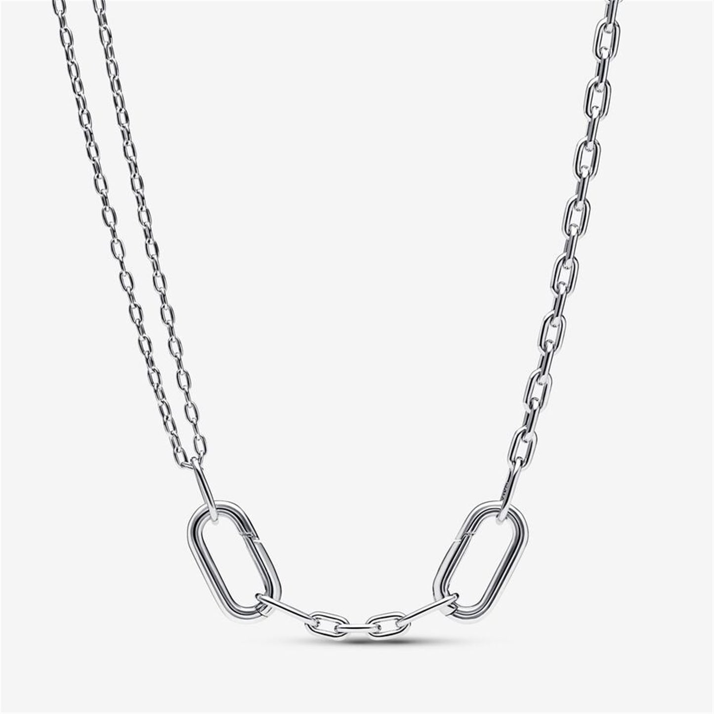 925 Sterling Silver ME Double Link Chain Necklace