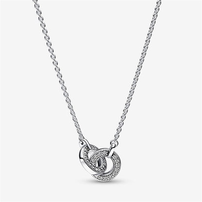 925 Sterling Silver Signature Intertwined Pavé Pendant Necklace