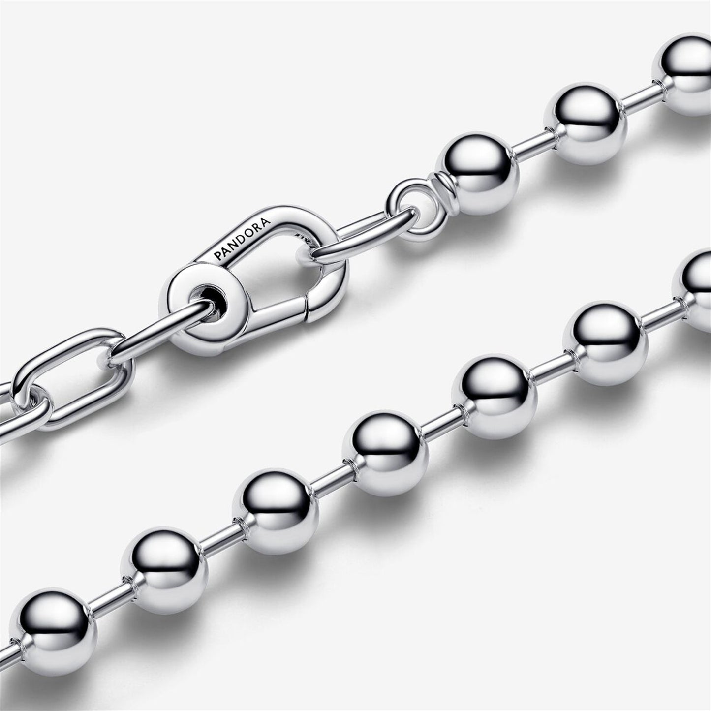 925 Sterling Silver ME Metal Bead & Link Chain Necklace