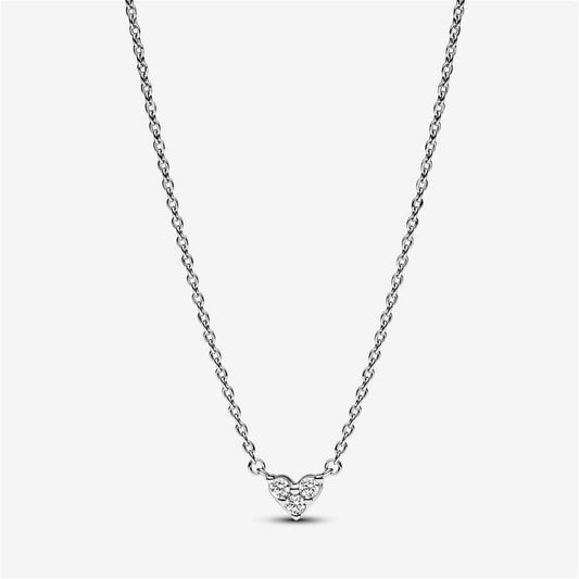 925 Sterling Silver Triple Stone Heart Collier Necklace