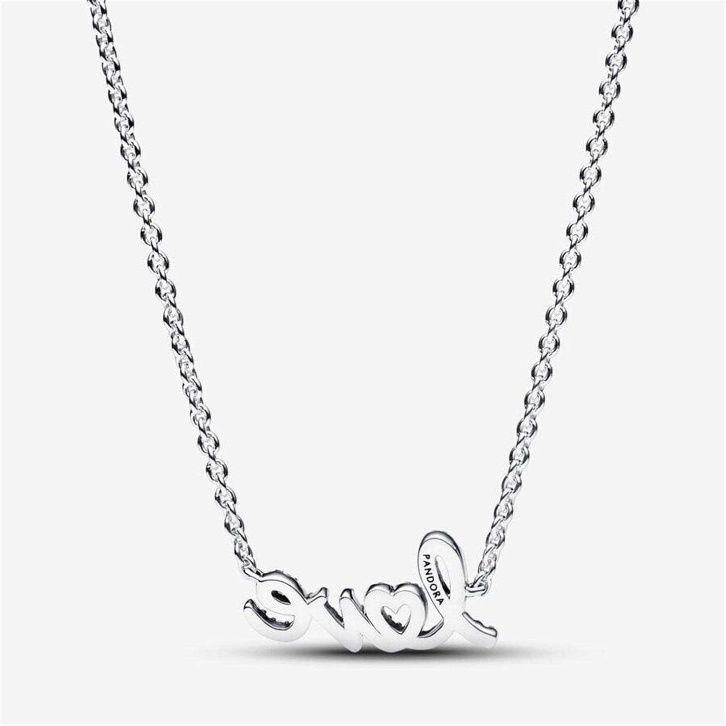 925 Sterling Silver Sparkling Handwritten Love Collier Necklace