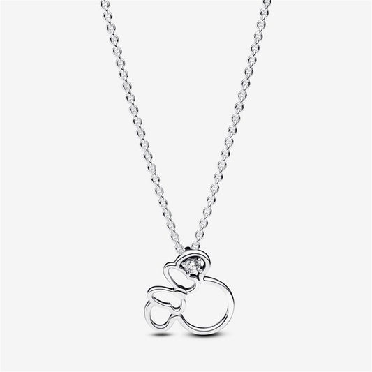 925 Sterling Silver Disney Minnie Mouse Silhouette Collier Necklace