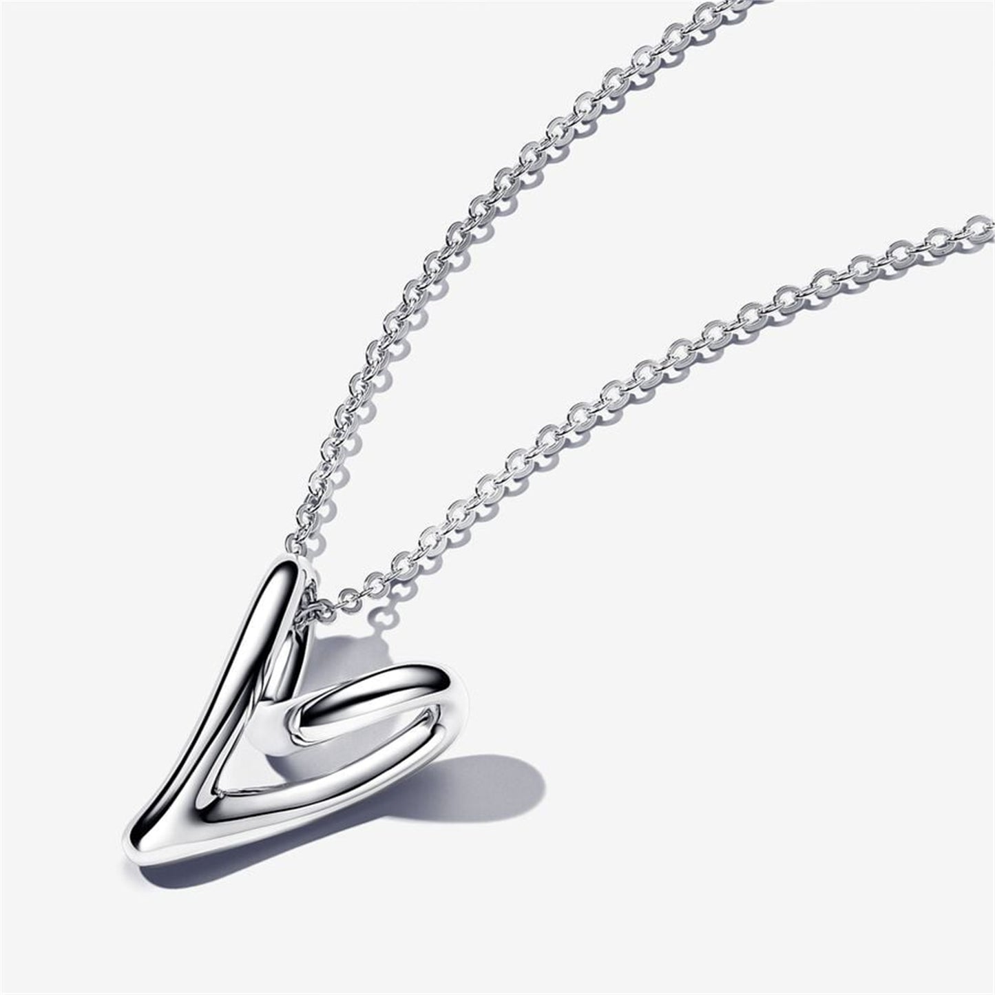 925 Sterling Silver Organically Shaped Heart Pendant Necklace