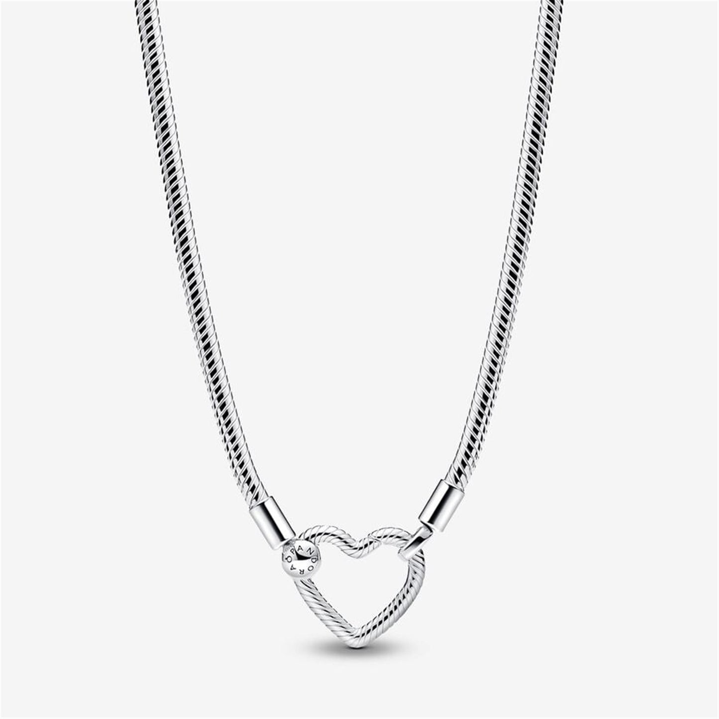 925 Sterling Silver Heart Closure Snake Chain Necklace