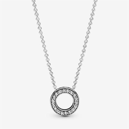 925 Sterling Silver Logo Pavé Circle Collier Necklace