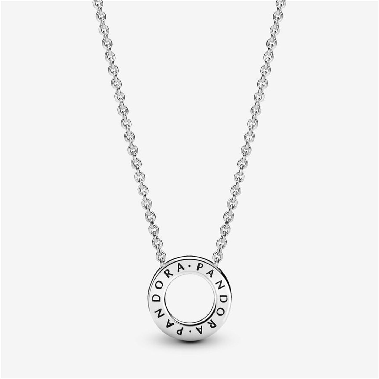 925 Sterling Silver Logo Pavé Circle Collier Necklace