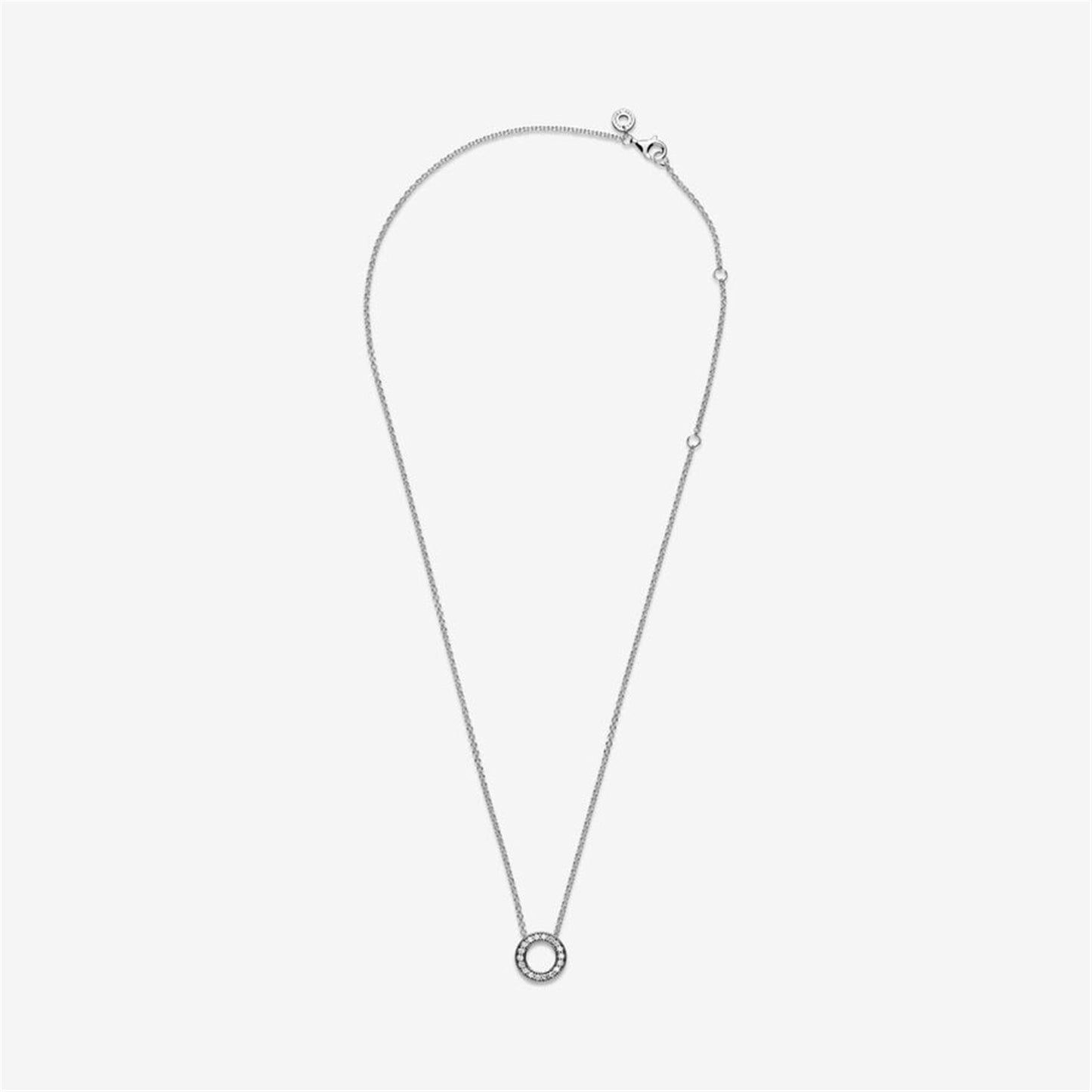 925 Sterling Silver Logo Pavé Circle Collier Necklace