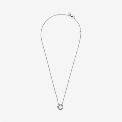 925 Sterling Silver Logo Pavé Circle Collier Necklace