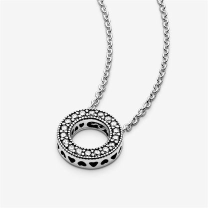 925 Sterling Silver Logo Pavé Circle Collier Necklace