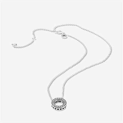 925 Sterling Silver Logo Pavé Circle Collier Necklace