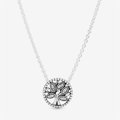 925 Sterling Silver Sparkling Family Tree Necklace