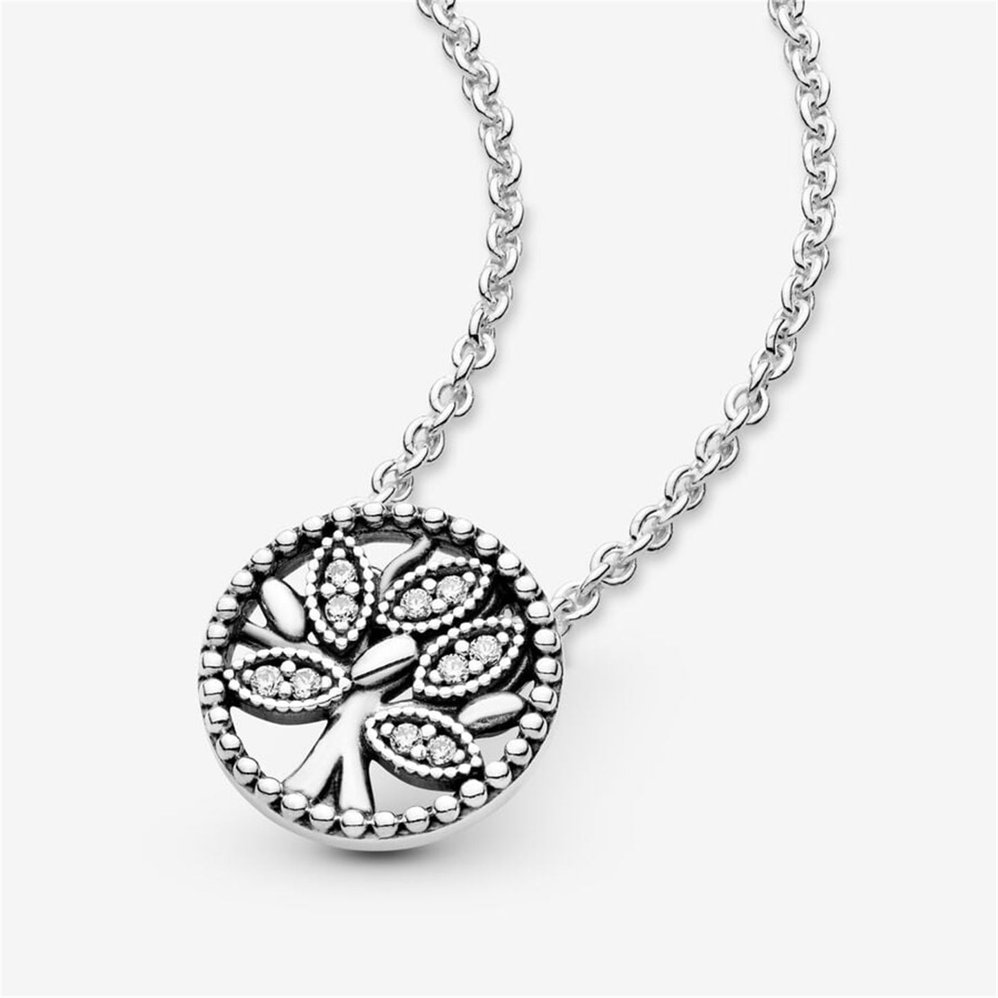 925 Sterling Silver Sparkling Family Tree Necklace