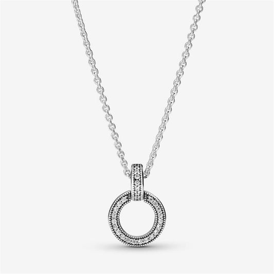 925 Sterling Silver Double Circle Pendant & Necklace