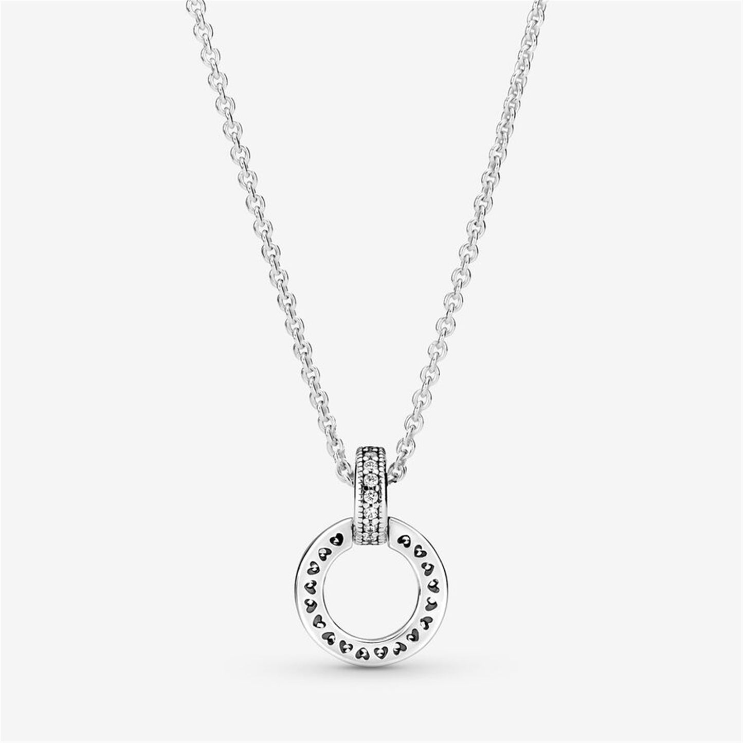 925 Sterling Silver Double Circle Pendant & Necklace