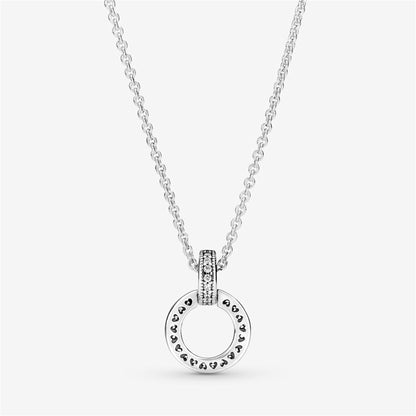 925 Sterling Silver Double Circle Pendant & Necklace