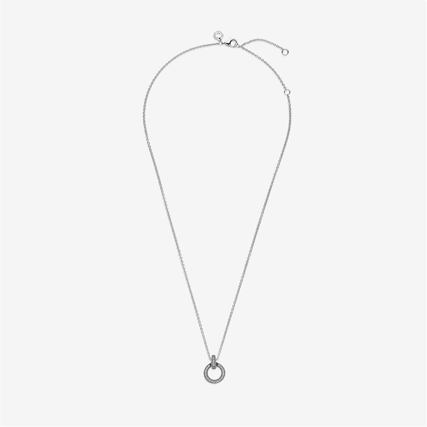 925 Sterling Silver Double Circle Pendant & Necklace