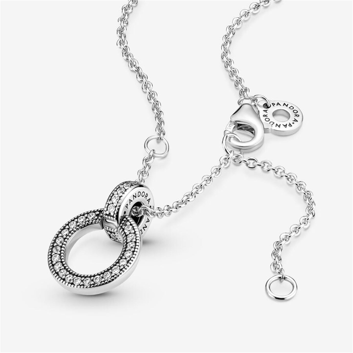 925 Sterling Silver Double Circle Pendant & Necklace