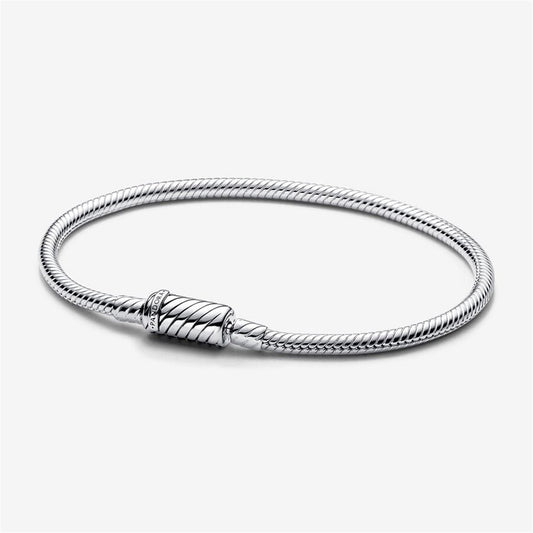 925 Sterling Silver Easy-Close Magnetic Clasp Snake Chain Bracelet