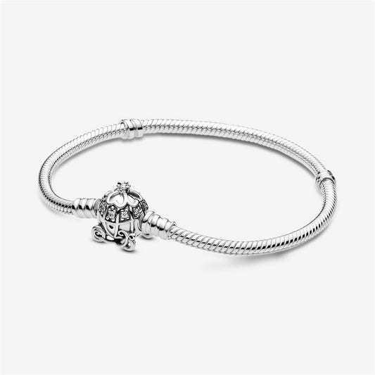 925 Sterling Silver Cinderella Pumpkin Coach Clasp Moments Bracelet