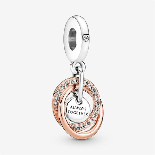 925 Sterling Silver Family Always Encircled Dangle Charm