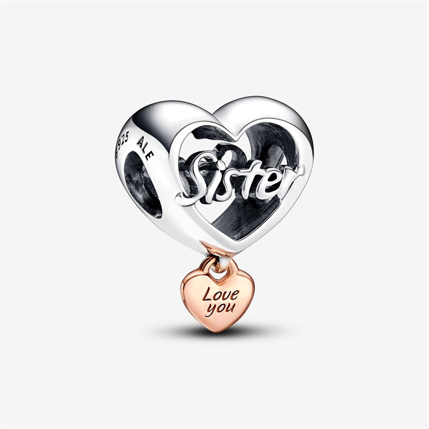 925 Sterling Silver Love You Sister Heart Charm