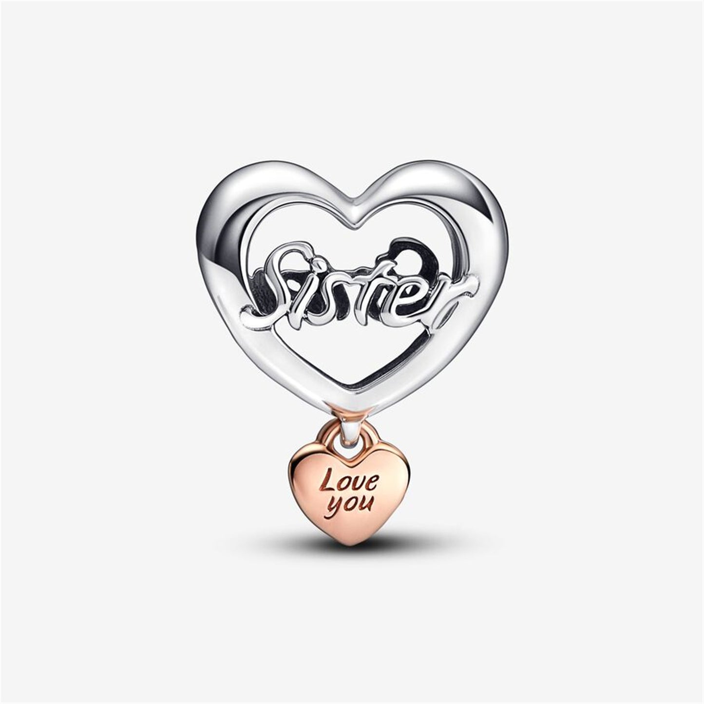 925 Sterling Silver Love You Sister Heart Charm