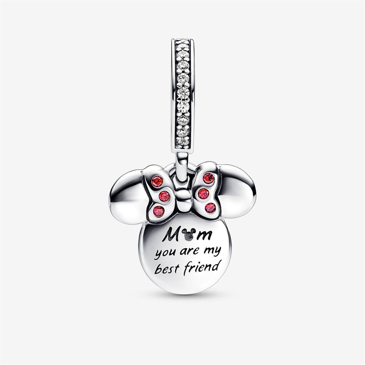 925 Sterling Silver Disney Minnie Mouse Silhouette Double Dangle Charm