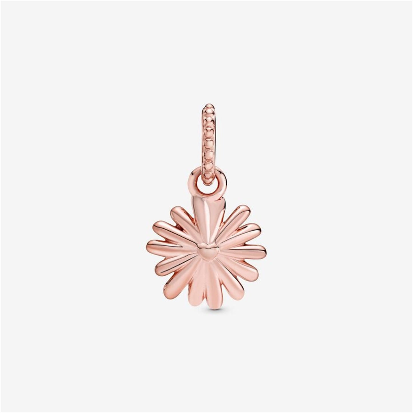 925 Sterling Silver Daisy 14k rose gold-plated dangle with clear cubic zirconia and shaded pink enamel