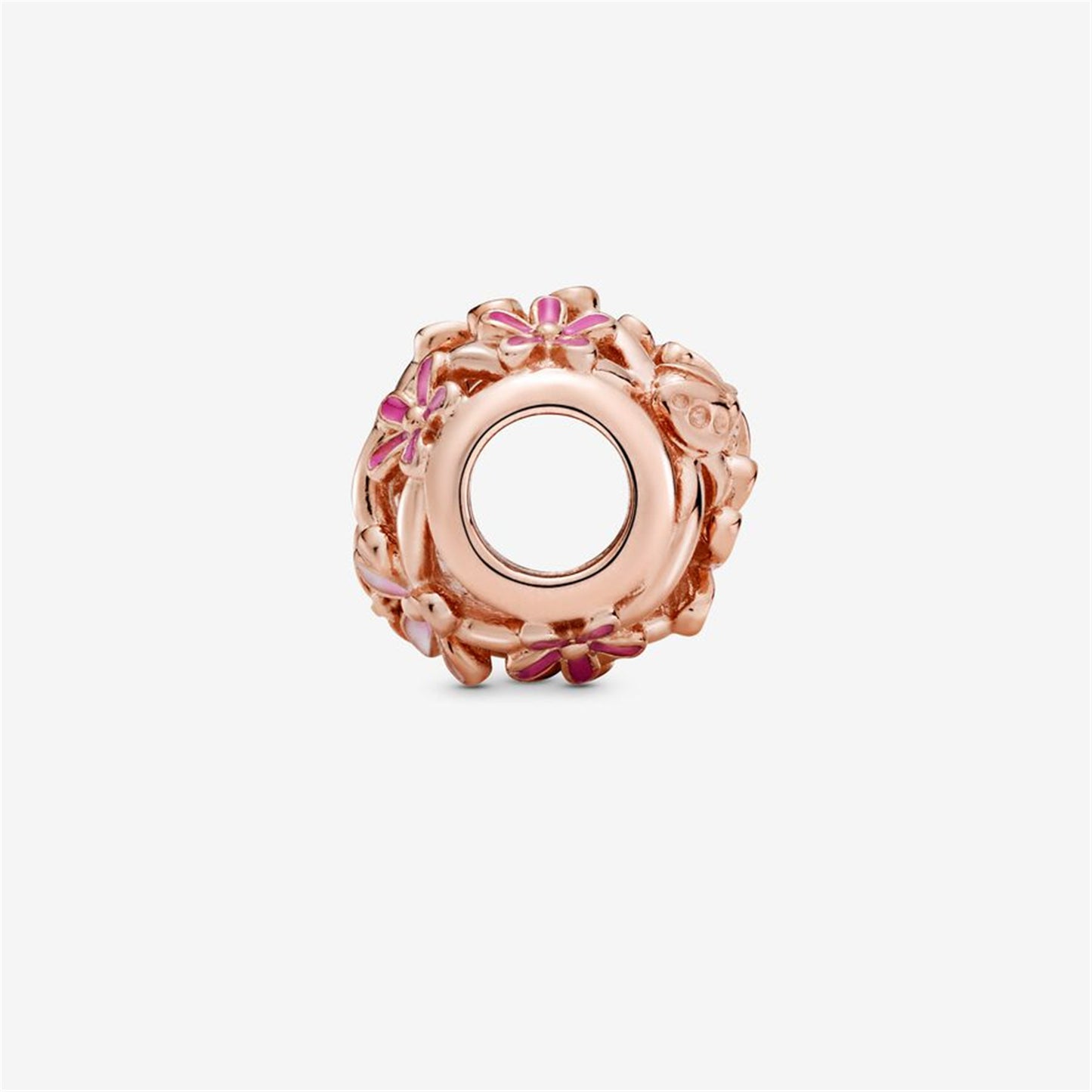 925 Sterling Silver Daisy 14k rose gold-plated charm with shaded pink enamel Charm