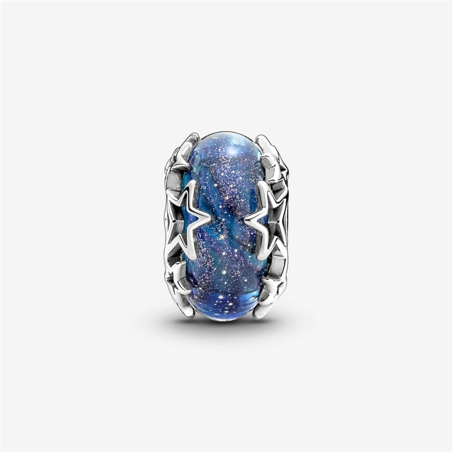 925 Sterling Silver Galaxy Blue & Star Murano Charm