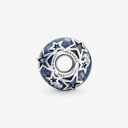 925 Sterling Silver Galaxy Blue & Star Murano Charm