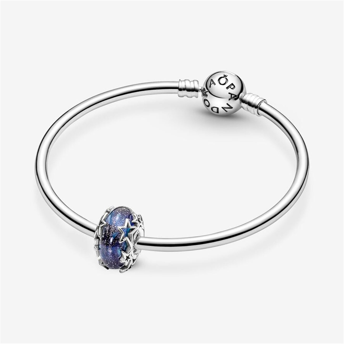 925 Sterling Silver Galaxy Blue & Star Murano Charm