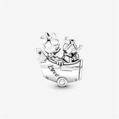 925 Sterling Silver Disney Mickey Mouse & Minnie Mouse Airplane Charm