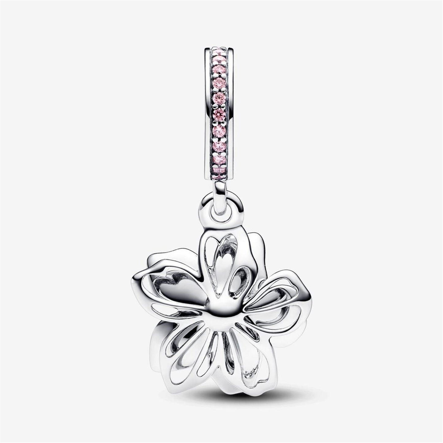 925 Sterling Silver Cherry Blossom Dangle Charm