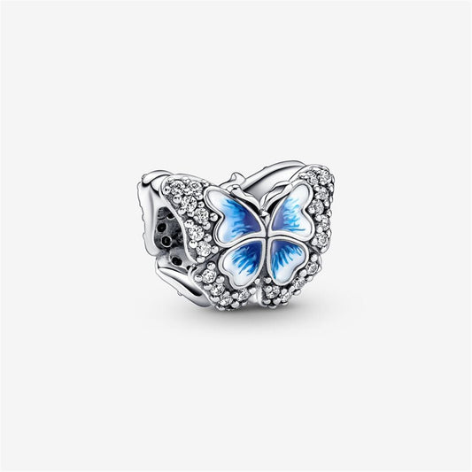 925 Sterling Silver Blue Butterfly Sparkling Charm