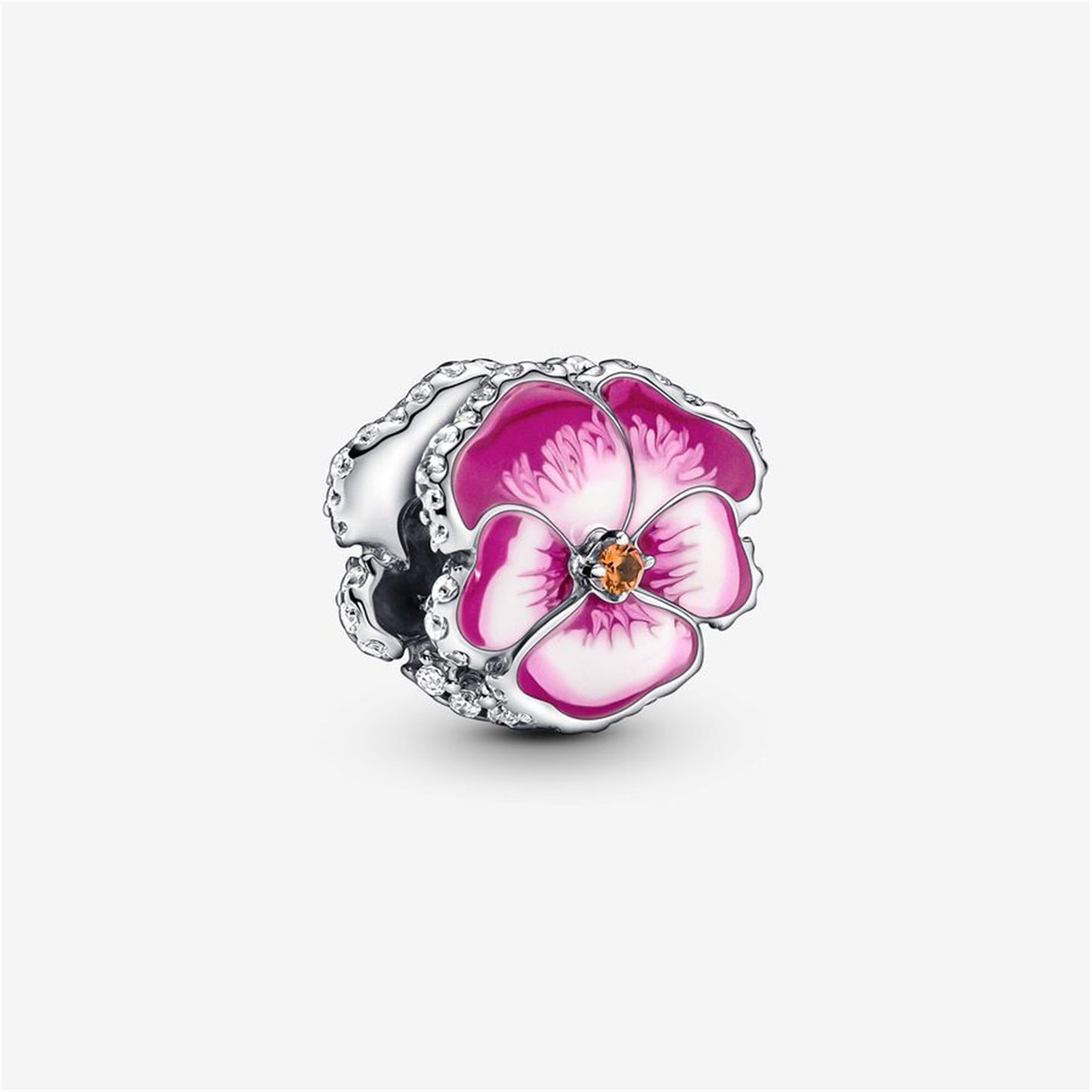 925 Sterling Silver Blue Pansy Flower Charm