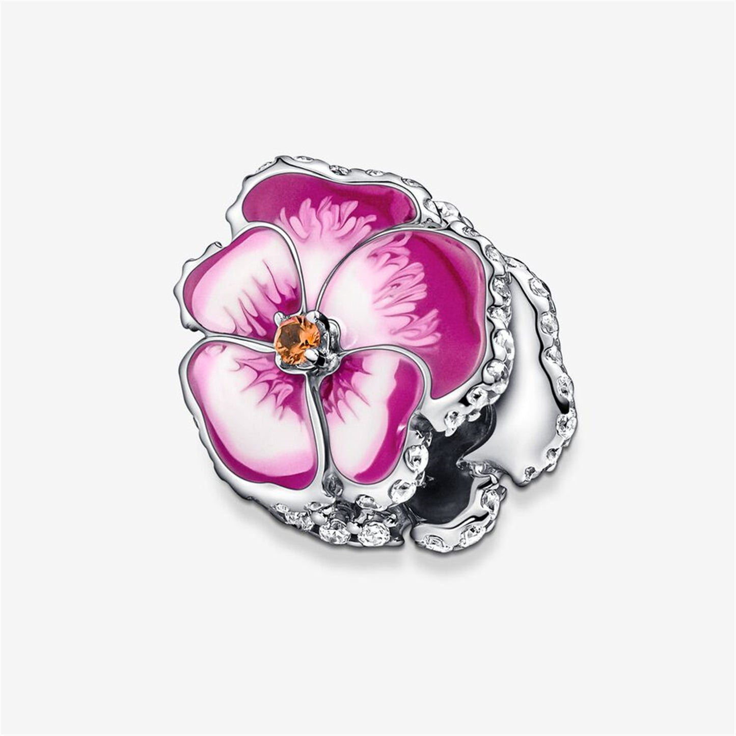 925 Sterling Silver Blue Pansy Flower Charm